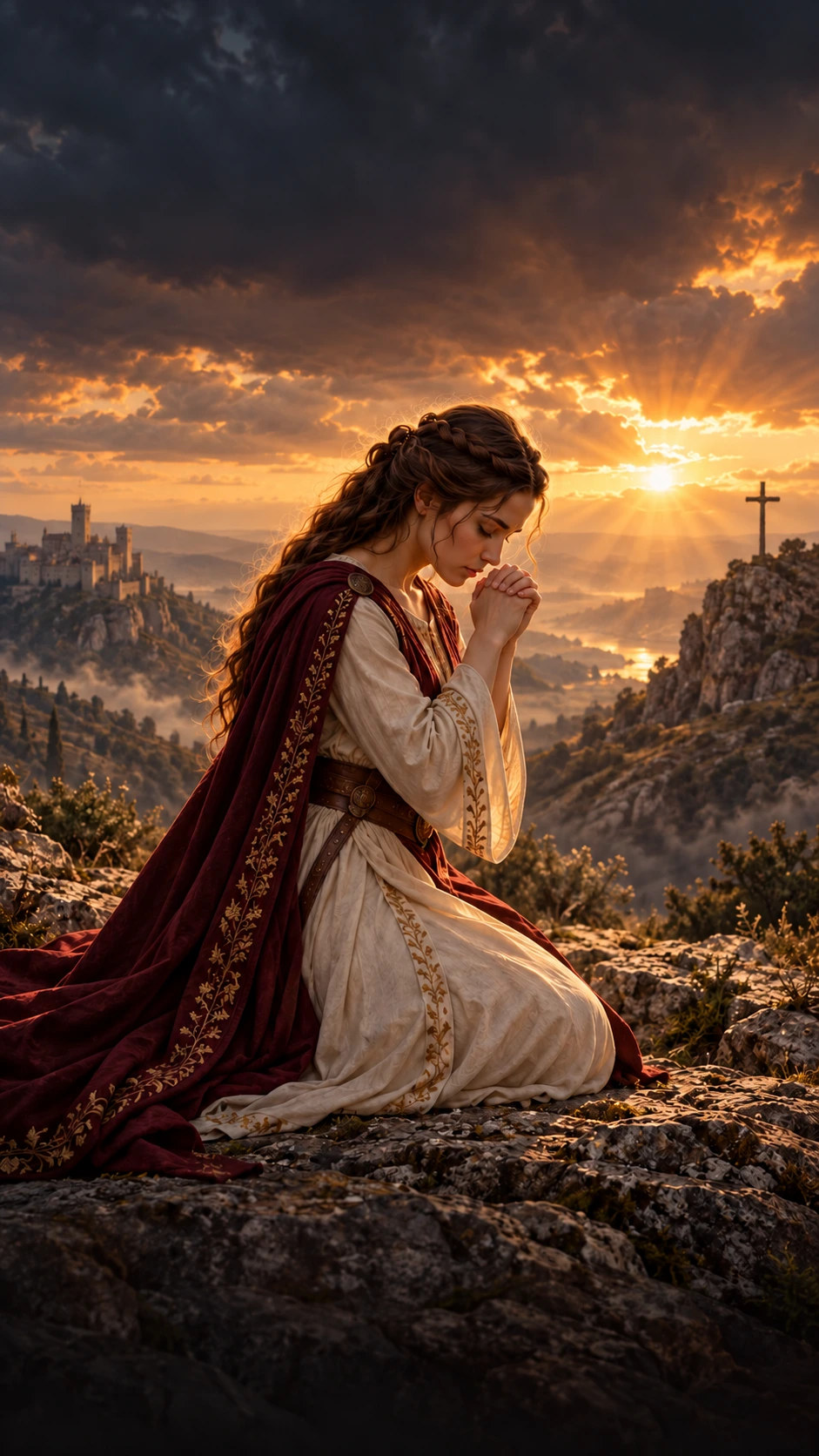 The King’s Daughters cover: a woman in prayer at sunset